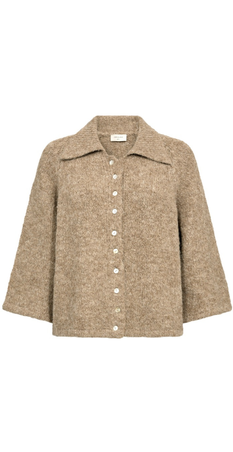 Lullo cardigan med 3/4 ærmer silver mink melange FreeQuent