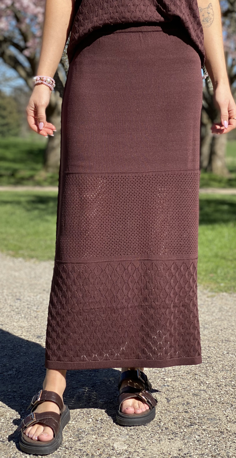 Lucky nederdel med hulmønster coffee bean Freequent