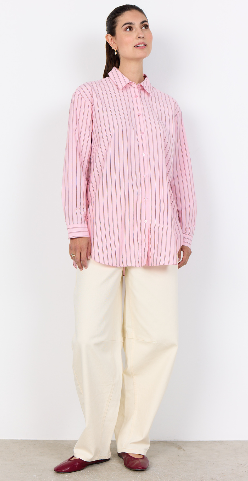 Maribella skjortebluse med striber lyserød LikeLondon