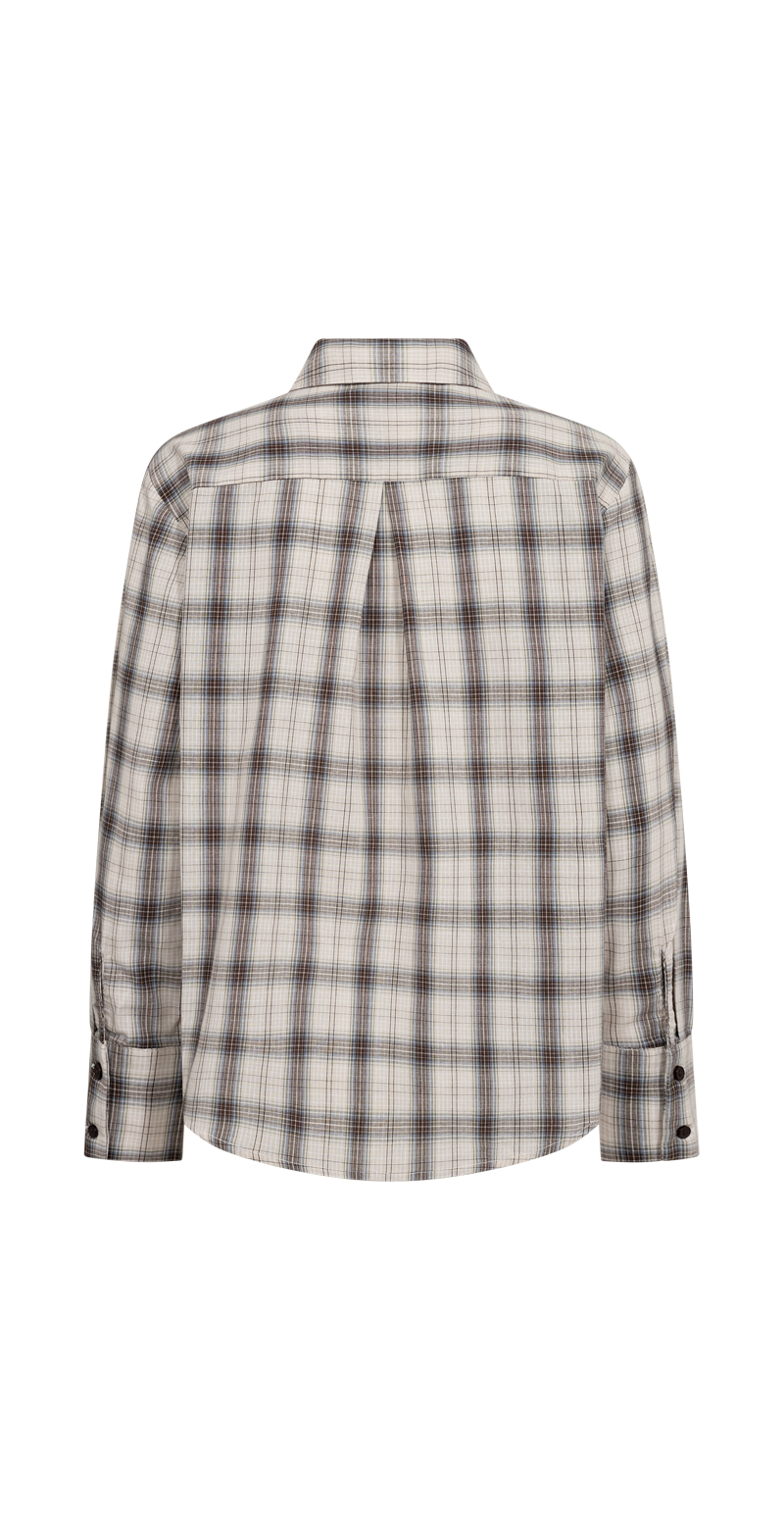 Nerissa skjorte med tern og lange ærmer moonbeam w. chambray blue Freequent
