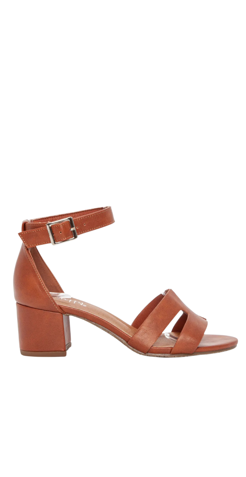 Sandal med blokhæl i trendy look camel Duffy