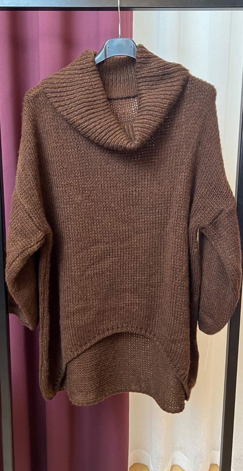 Irene uldstrik med halskrave brun LikeLondon