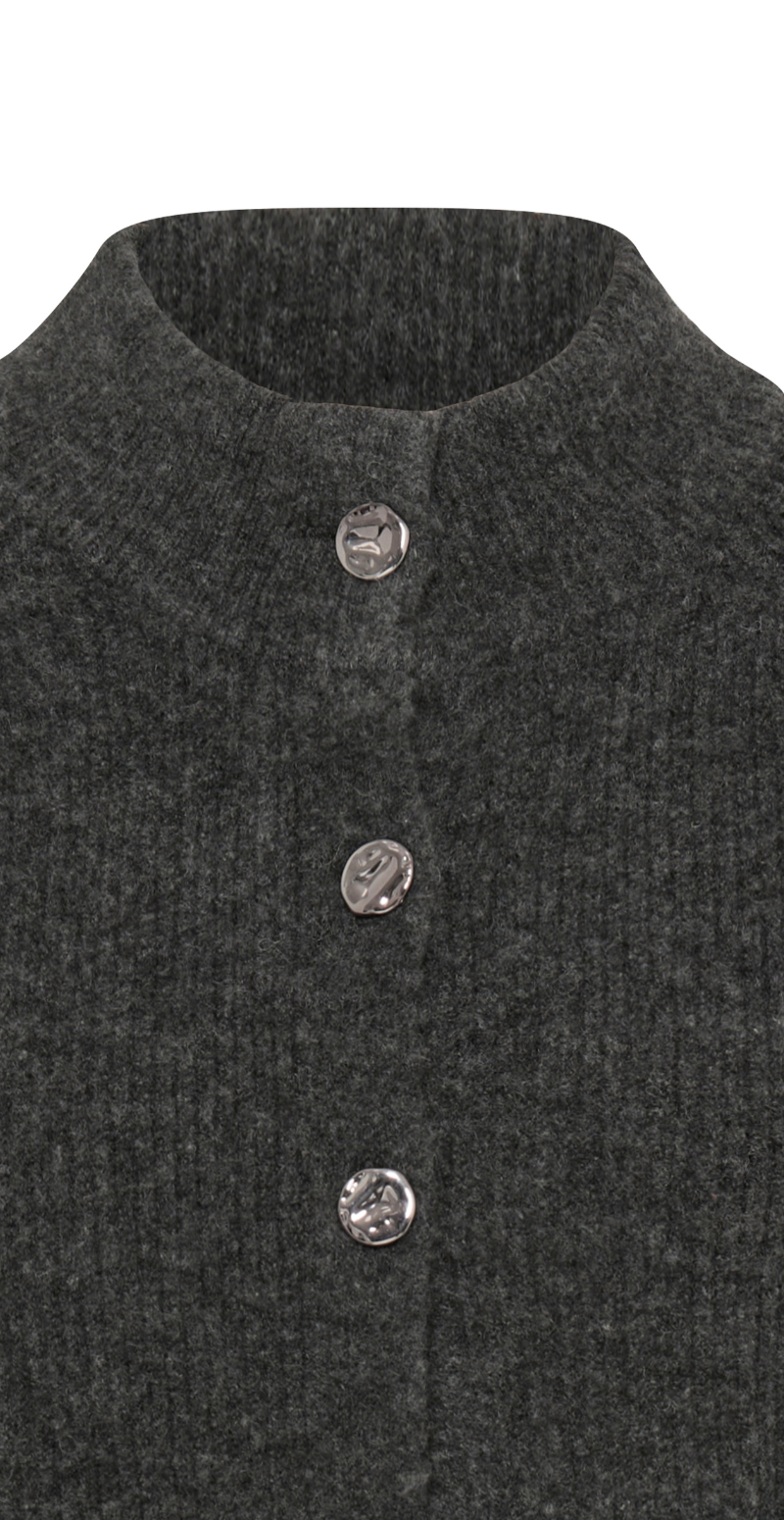 Otaja cardigan med knapper fortil og korte ærmer dark grey melange b.young