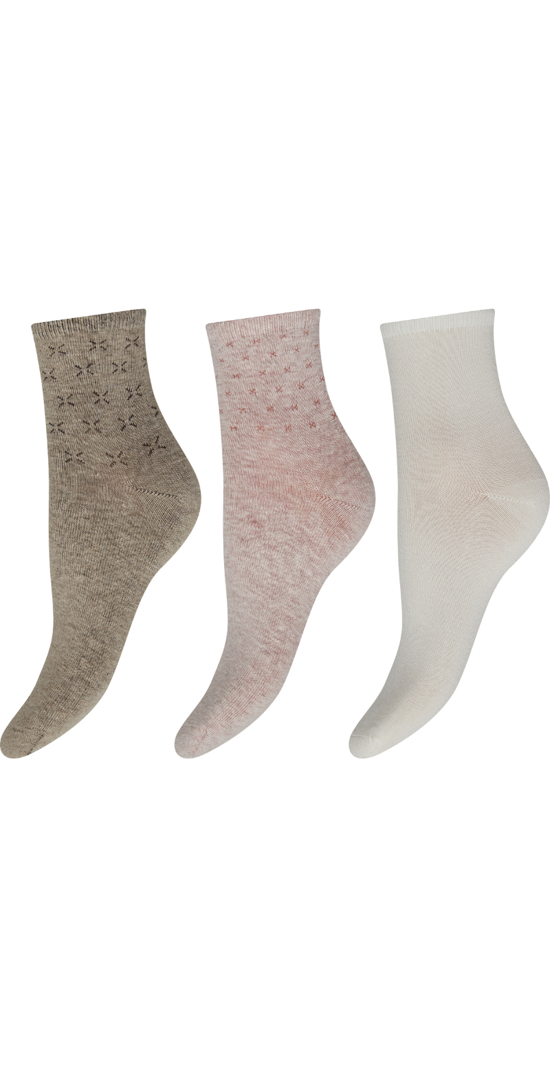 3-pak farvede bambusstrømper med detaljer Decoy