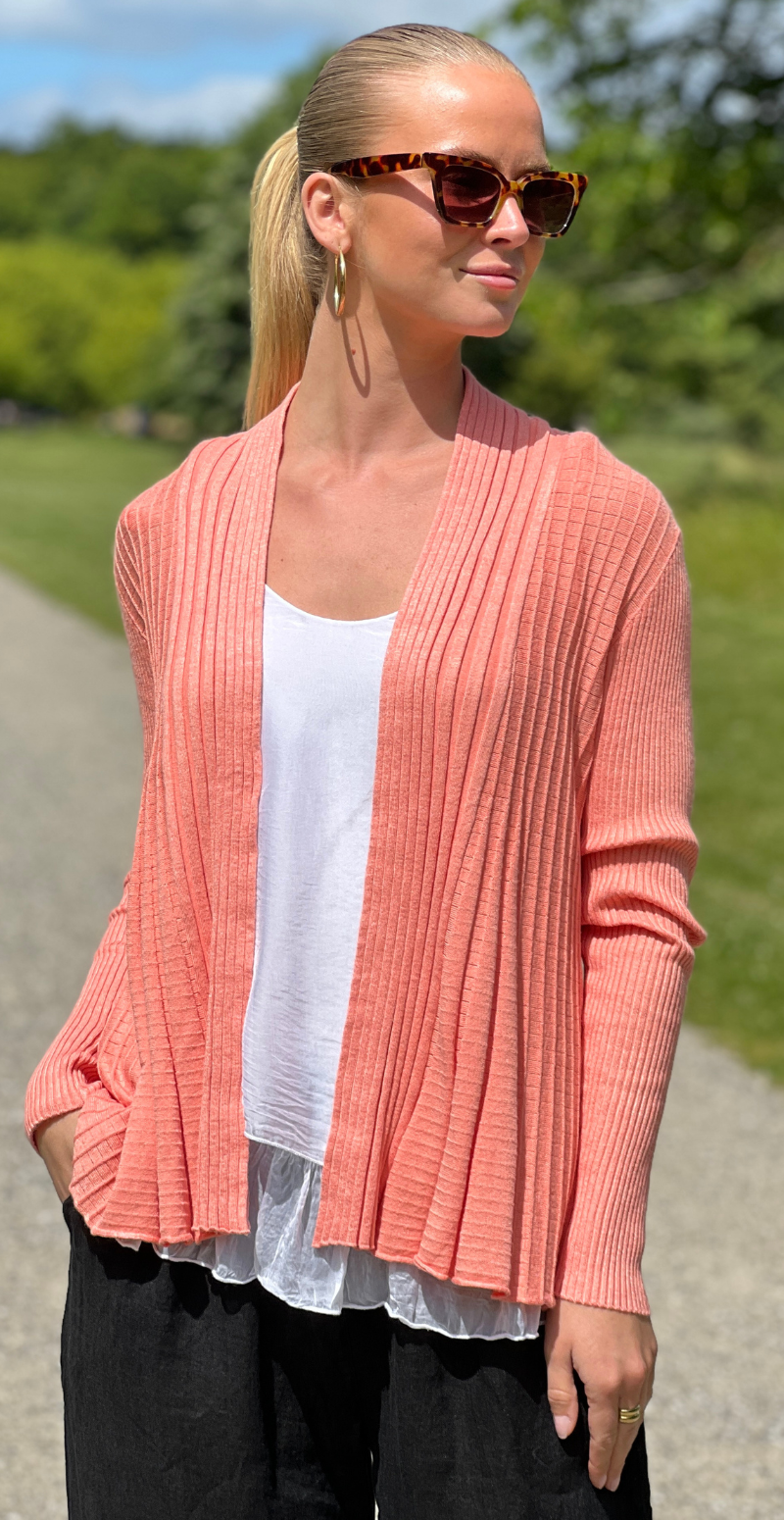 Kort claudisse cardigan burnt coral melange
