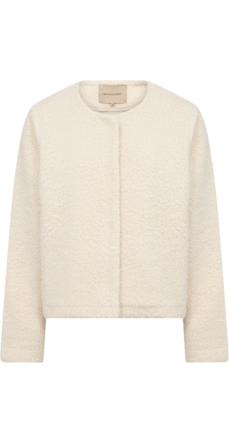 Grith jakke i teddy-look creme LikeLondon