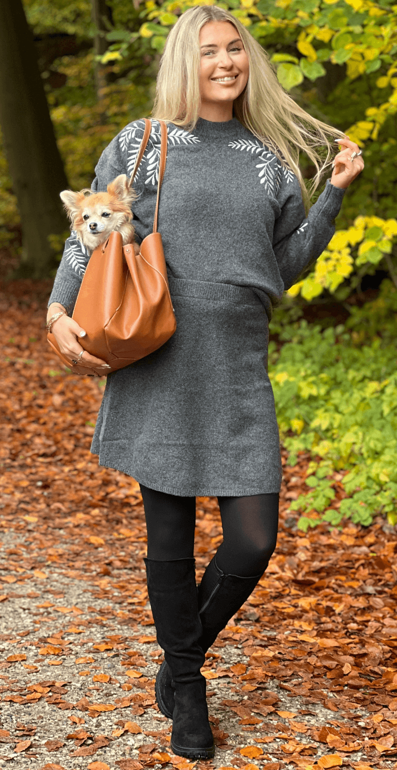 Magge strik dark grey melange