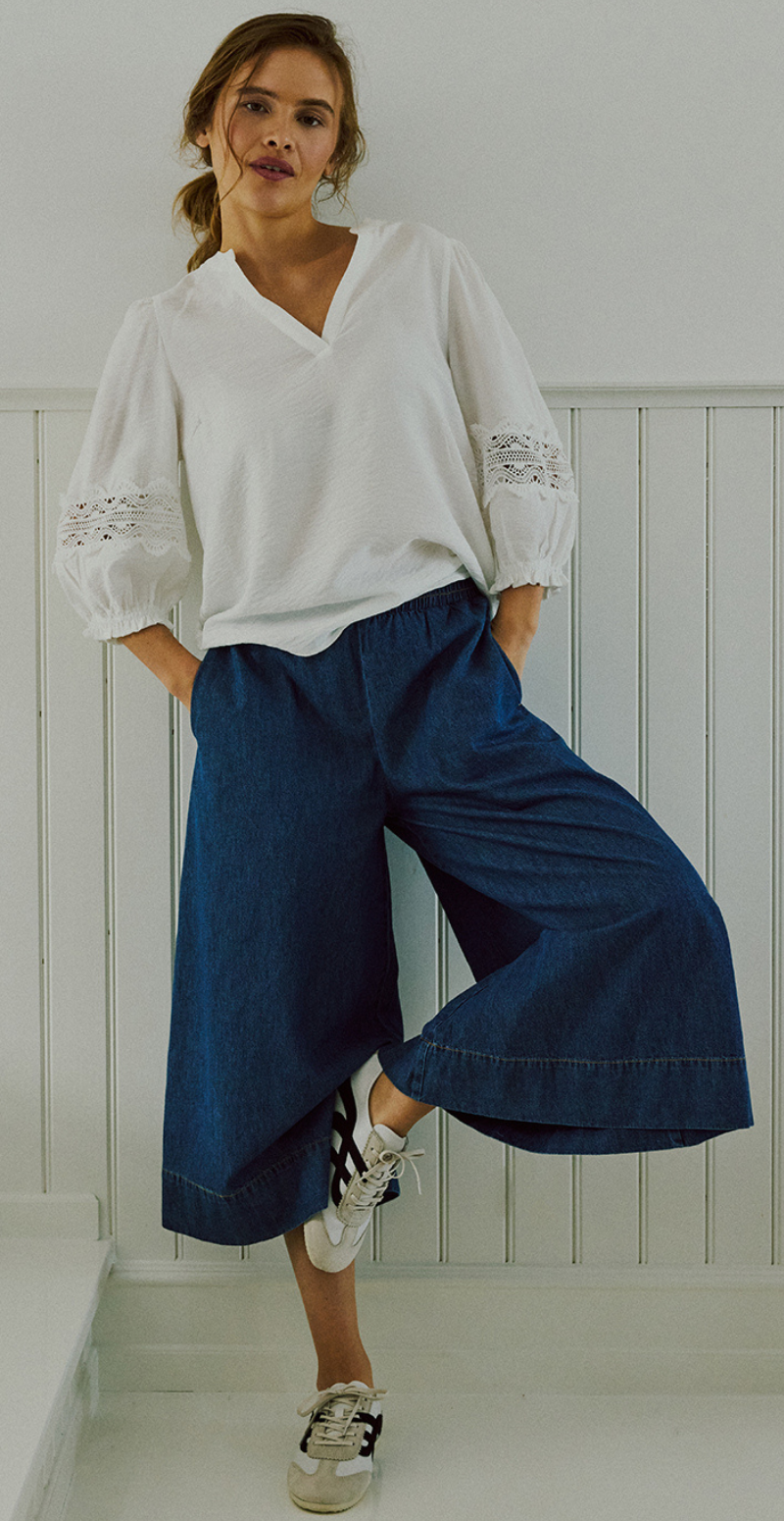 Lisea bukser med vidde medium blue denim Freequent