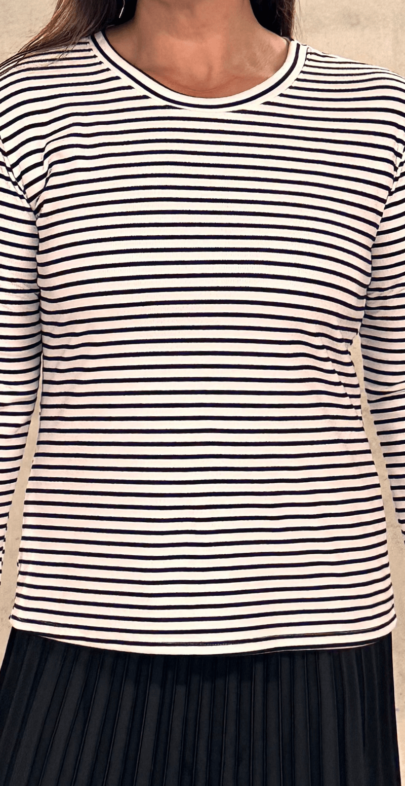 Cemille bluse med striber hvid/sort LikeLondon by Christina