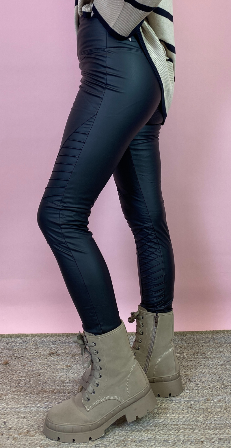 Læderlook biker leggings sort Likelondon