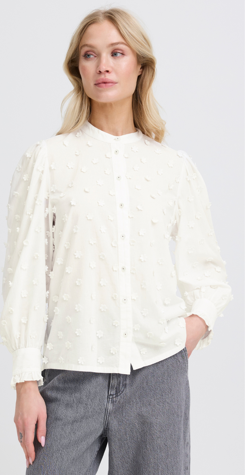 Isabeau bluse med påsyede blomster marshmallow B.young
