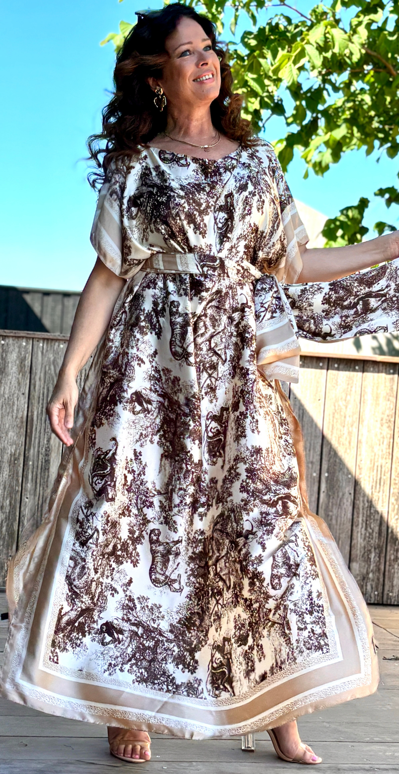 Lang sarong med jungleprint beige LikeLondon