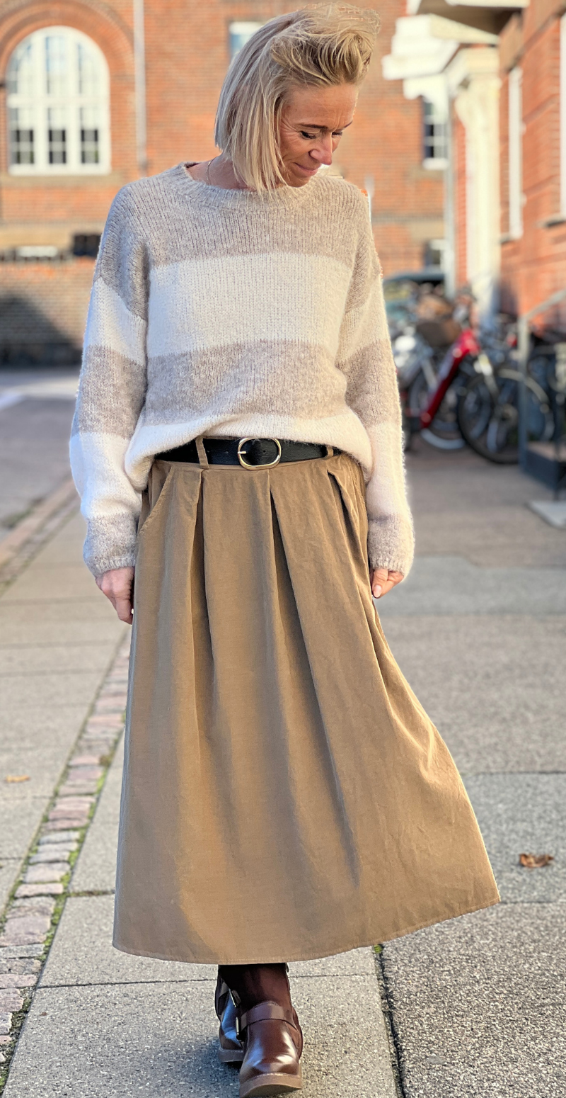 Viva uldstrik med brede striber beige/creme LikeLondon