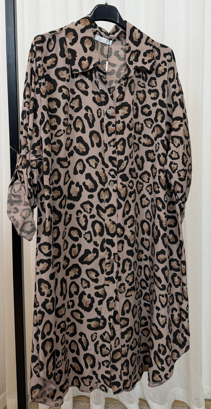 Marlowe gennemknappet tunika med leopardprint fango LikeLondon