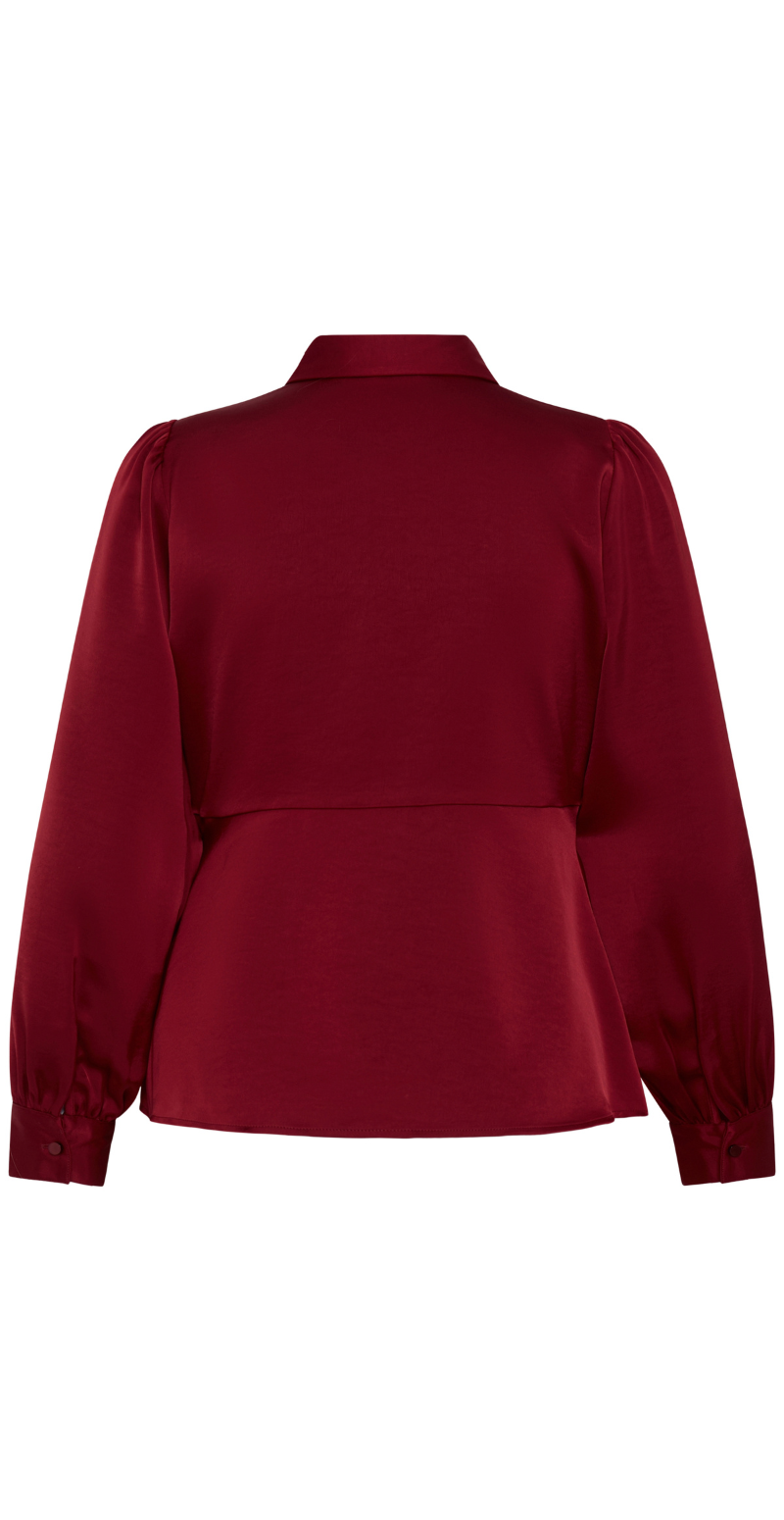 Isa langærmet satinbluse med peplum sun dried tomato B.young