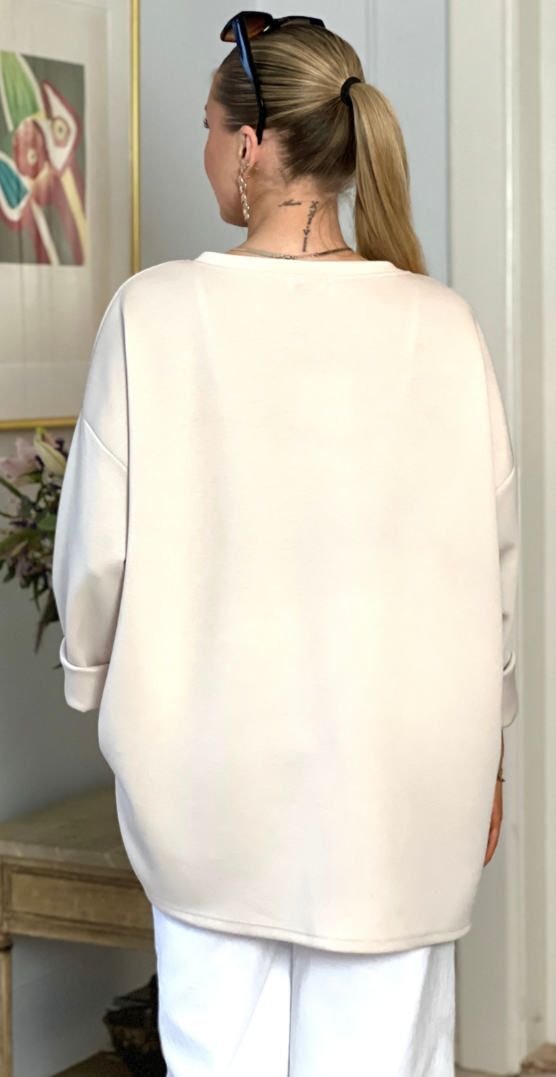 Wanda sweatshirt med rund hals og "ciao" beige LikeLondon