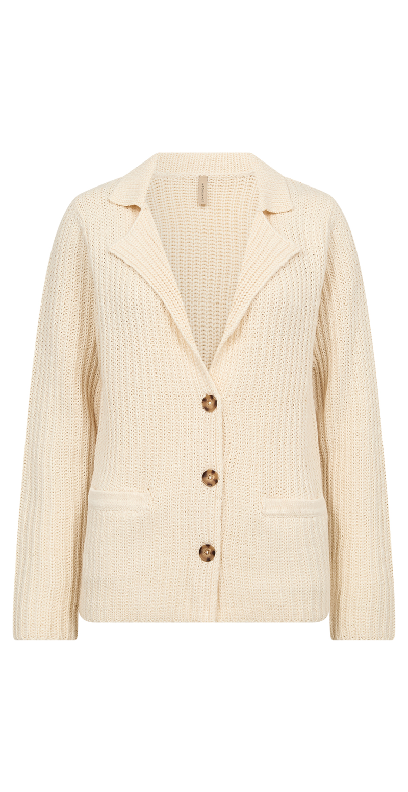 kort strik cardigan cream forfra