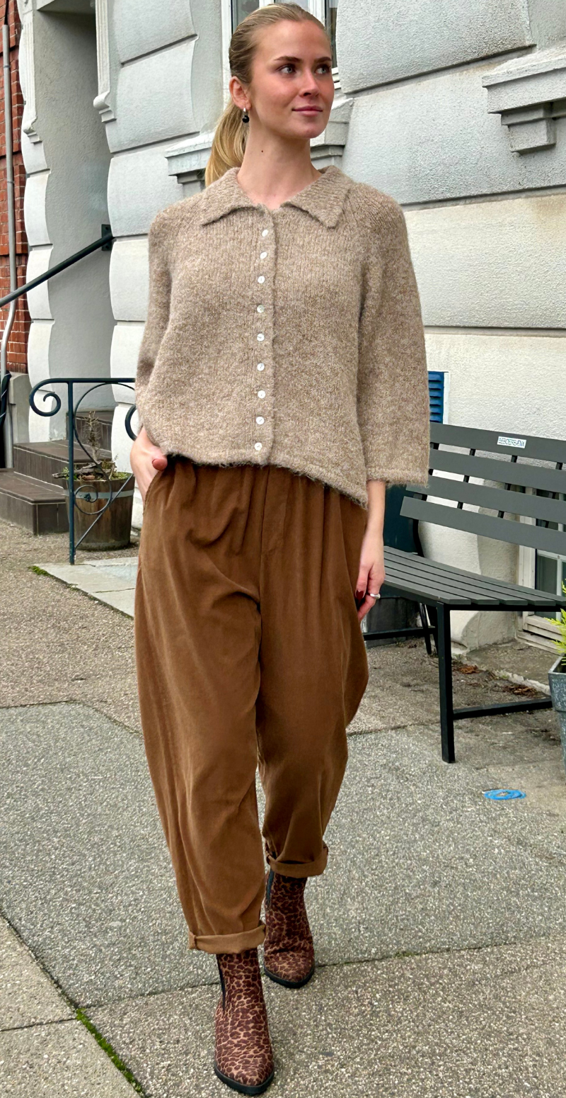 Lullo cardigan med 3/4 ærmer silver mink melange FreeQuent