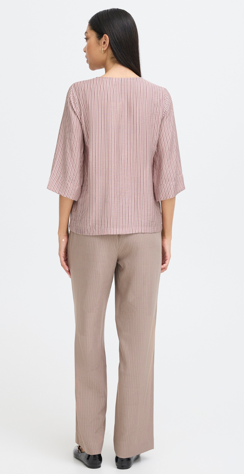 Fie bluse med v-hals og striber lilac mix B.young