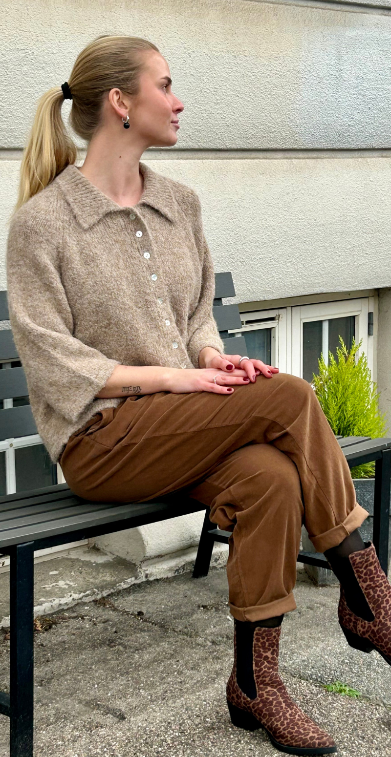 Lullo cardigan med 3/4 ærmer silver mink melange FreeQuent