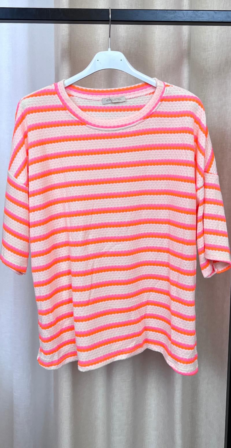 Fanny hæklet bluse med striber orange LikeLondon