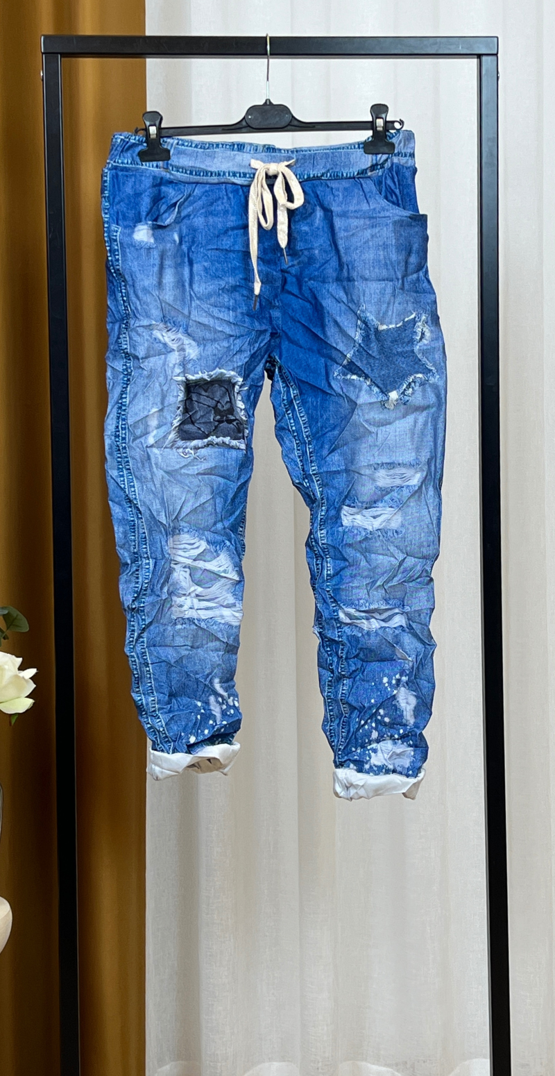 Sisse bukser med stjernelap og hvide prikker LikeLondon