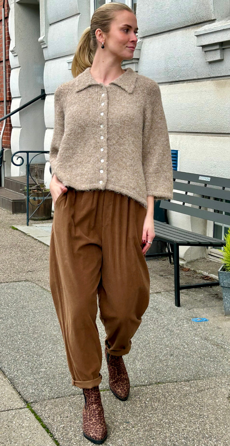 Lullo cardigan med 3/4 ærmer silver mink melange FreeQuent