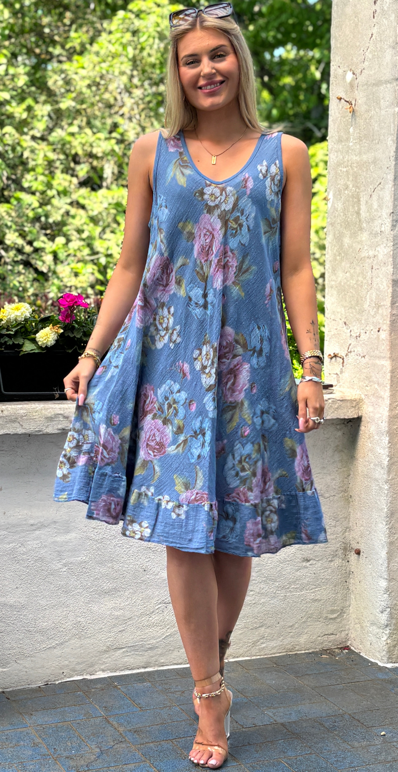 Iben kjole med blomsterprint og peplum jeans LikeLondon