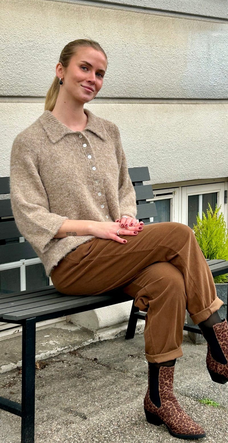 Lullo cardigan med 3/4 ærmer silver mink melange FreeQuent