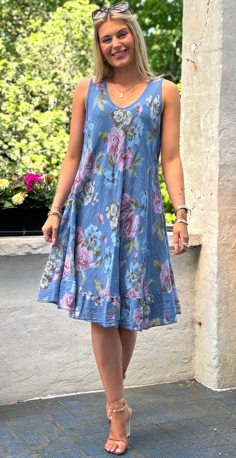 Iben kjole med blomsterprint og peplum jeans LikeLondon