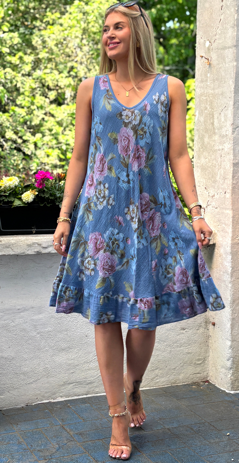 Iben kjole med blomsterprint og peplum jeans LikeLondon