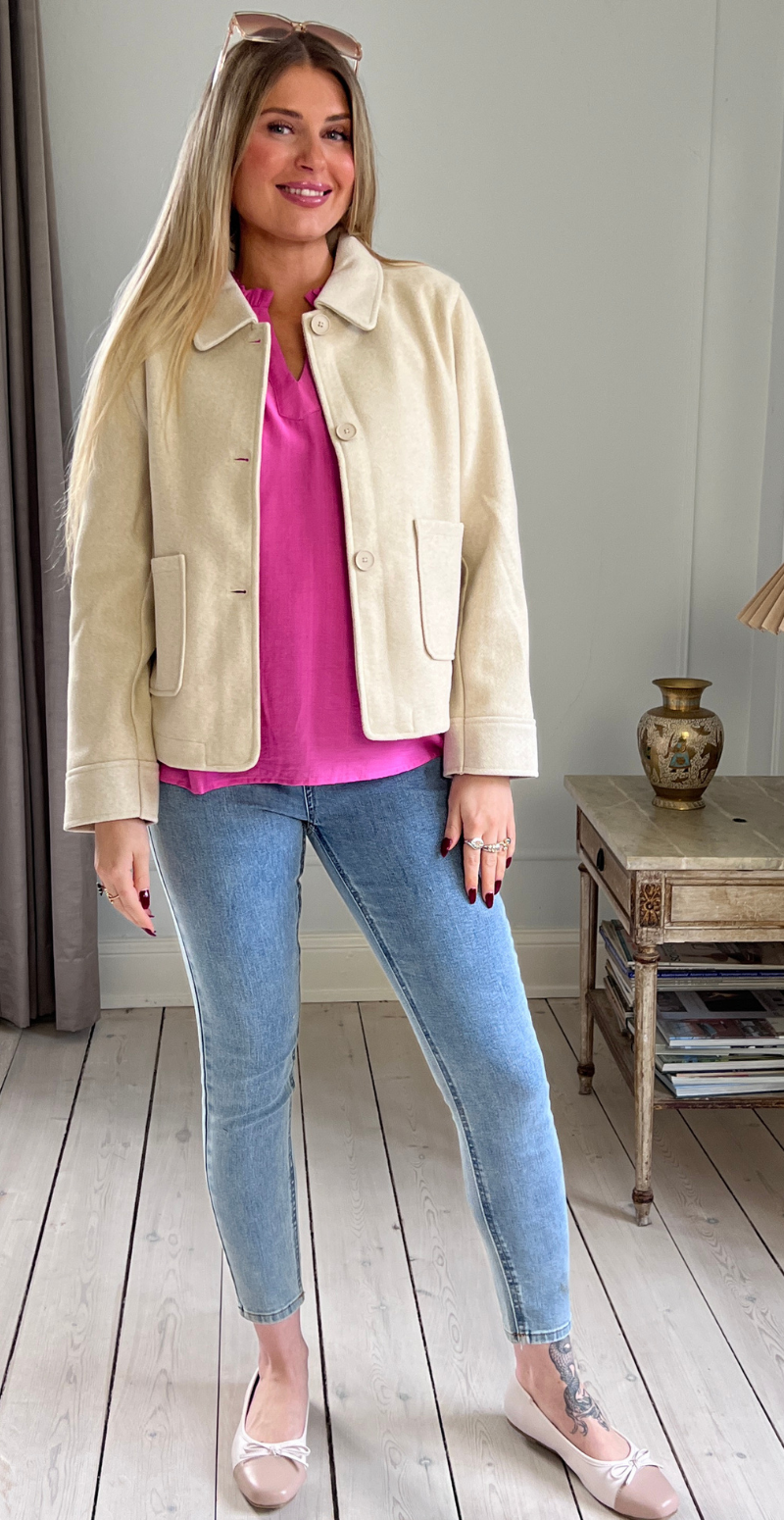 Yanna jakke med lommer moonbeam melange Freequent