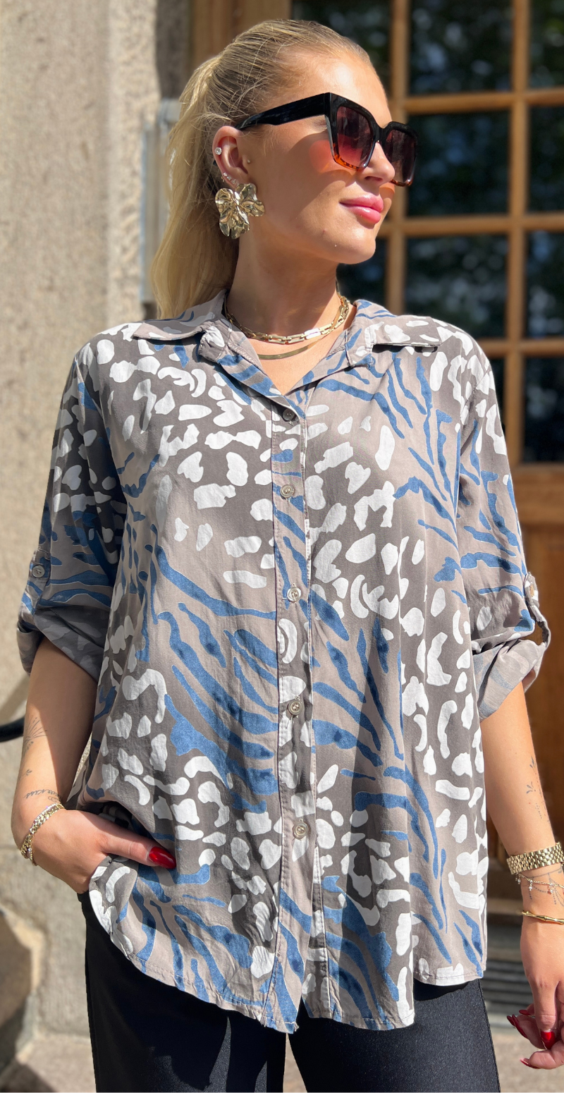 Melissa skjortebluse med dyreprint fango LikeLondon