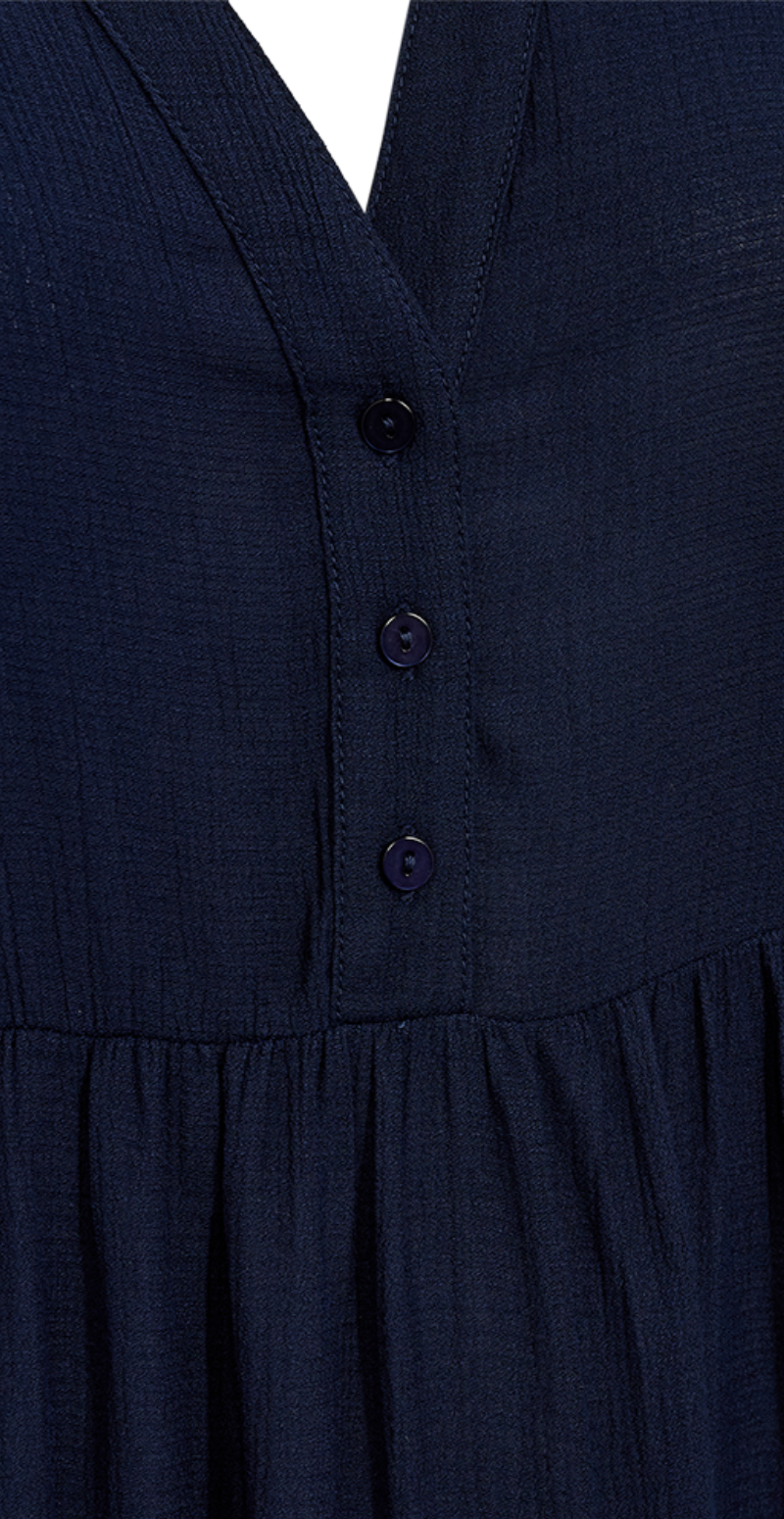 Vigge kjole med v-hals navy blazer
