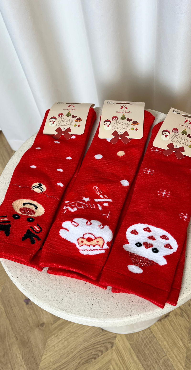 3-pak strømper med julemotiv rød LikeLondon