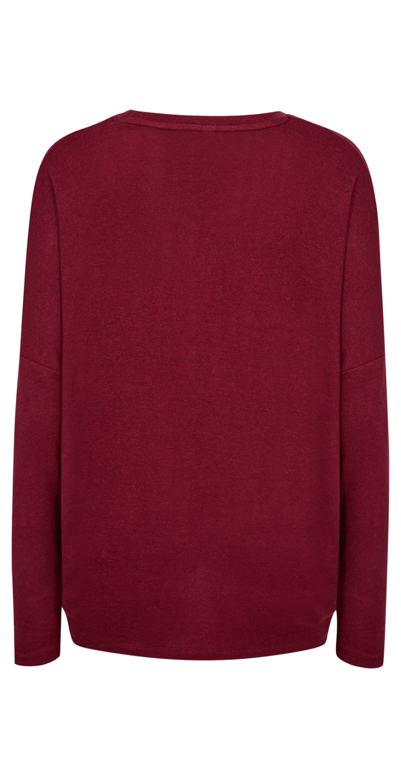 Olivia strikbluse med rund hals port royale