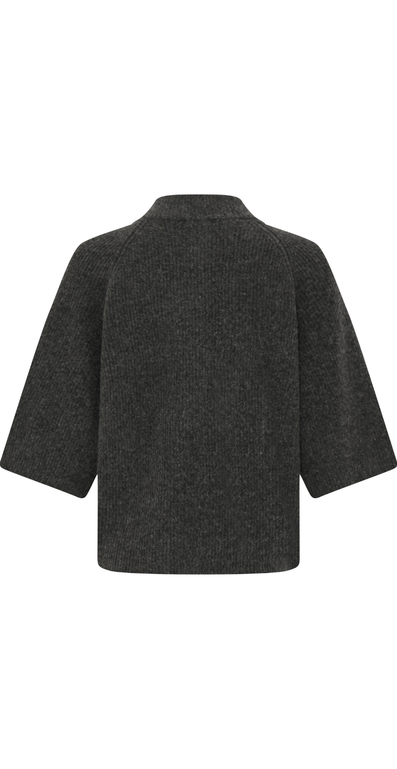 Otaja cardigan med knapper fortil og korte ærmer dark grey melange b.young