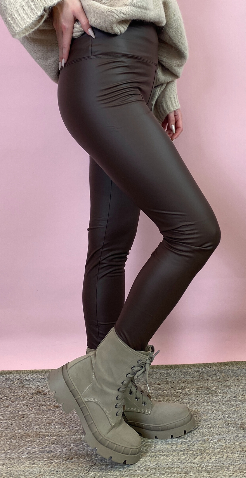 Læderlook leggings brun Likelondon