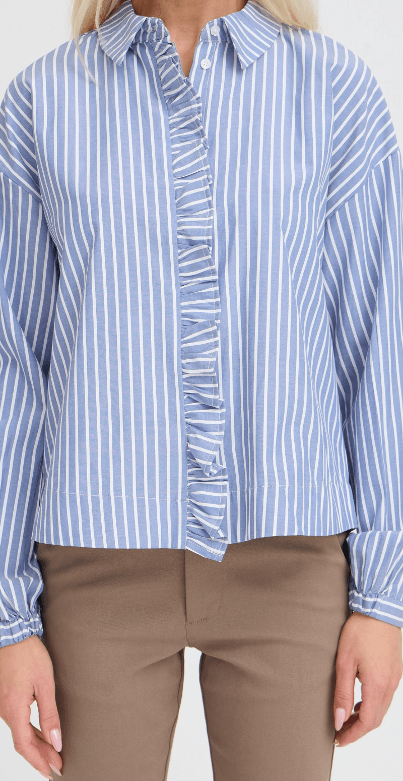 Hilde skjortebluse med striber stonewash mix