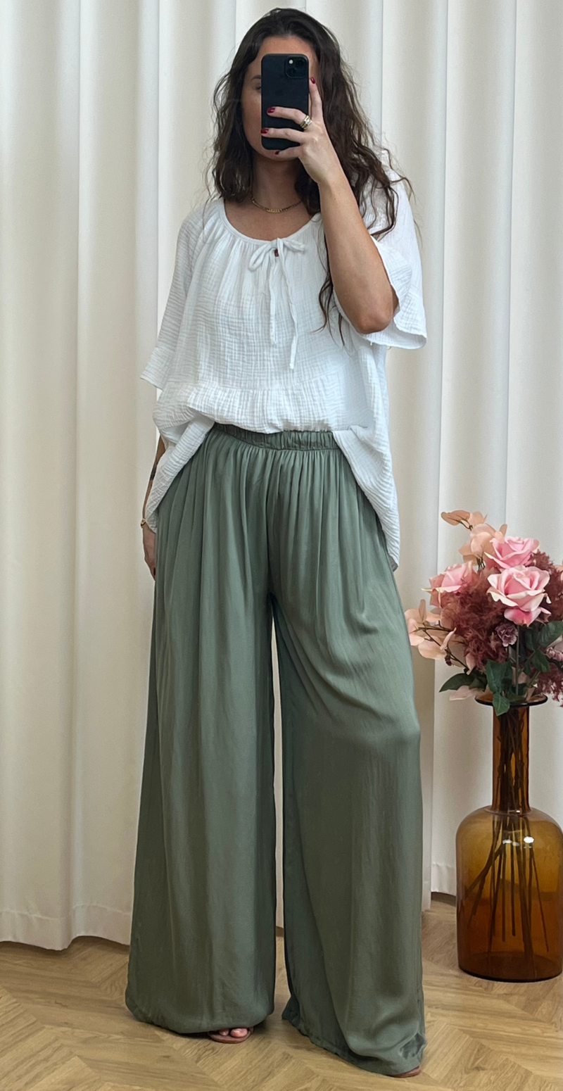 Linette bukser med vidde khaki LikeLondon