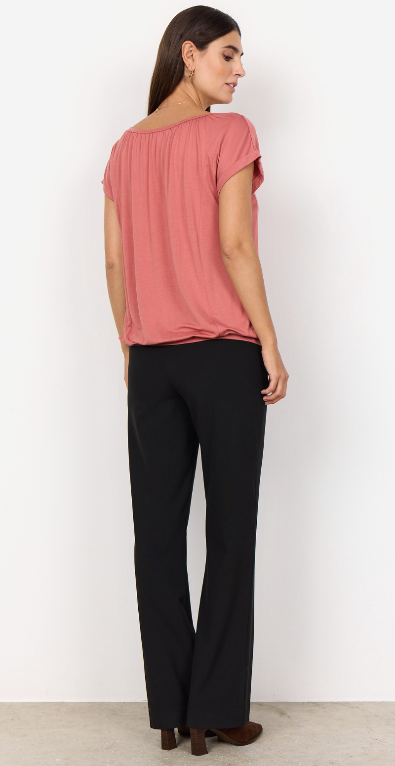 Sophia bluse med rund hals blush