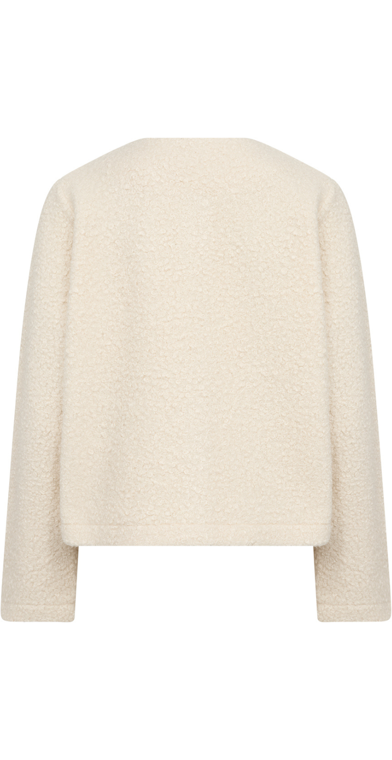 Grith jakke i teddy-look creme LikeLondon