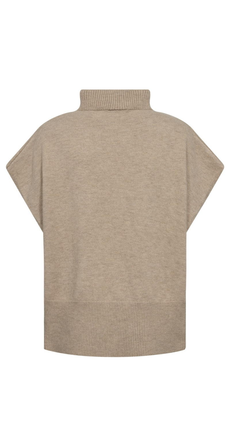 Escapsy strikket vest med høj hals Oyster Grey Melange Freequent