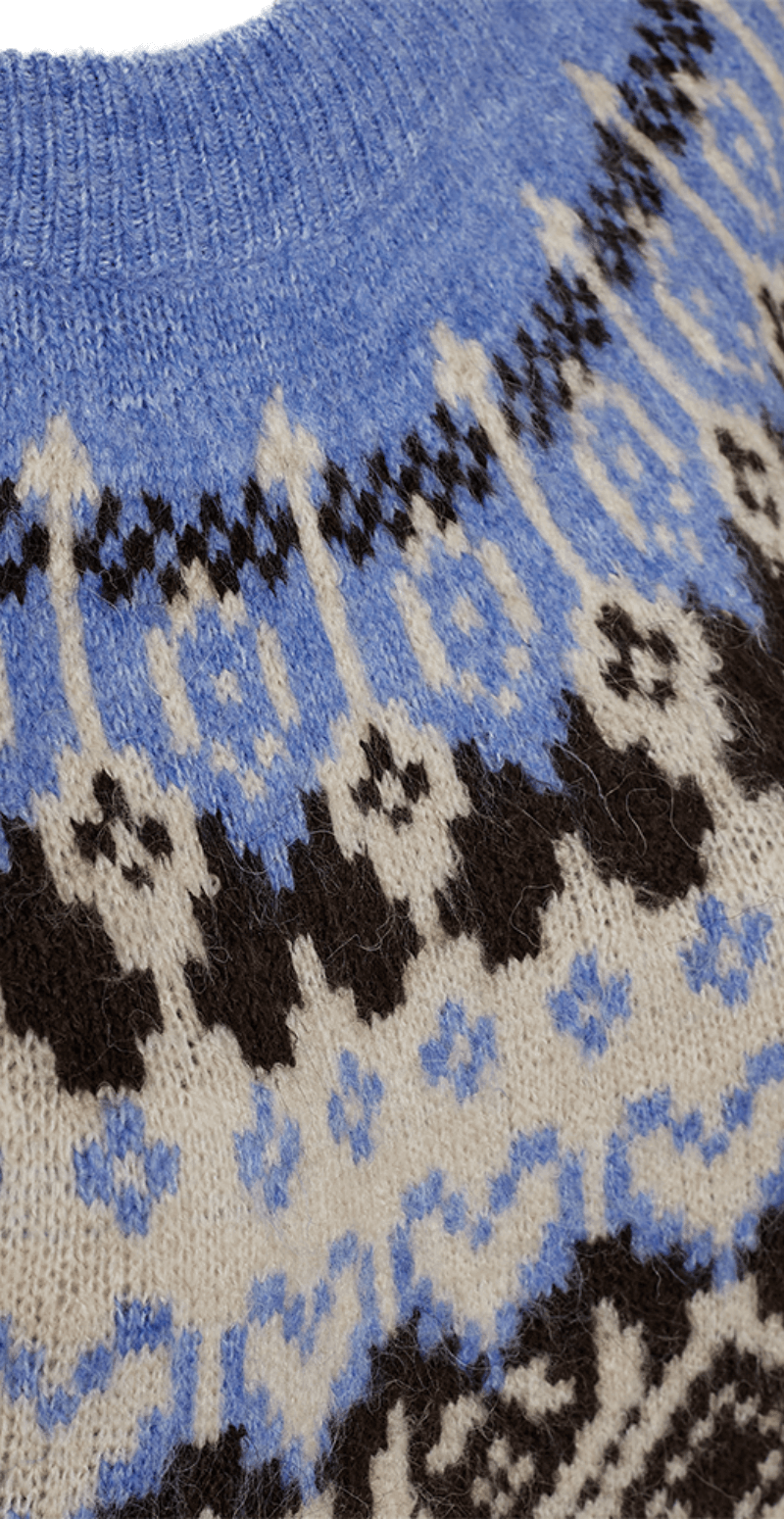 Merla pullover i uldblanding med mønster coffee bean w. wedgewood