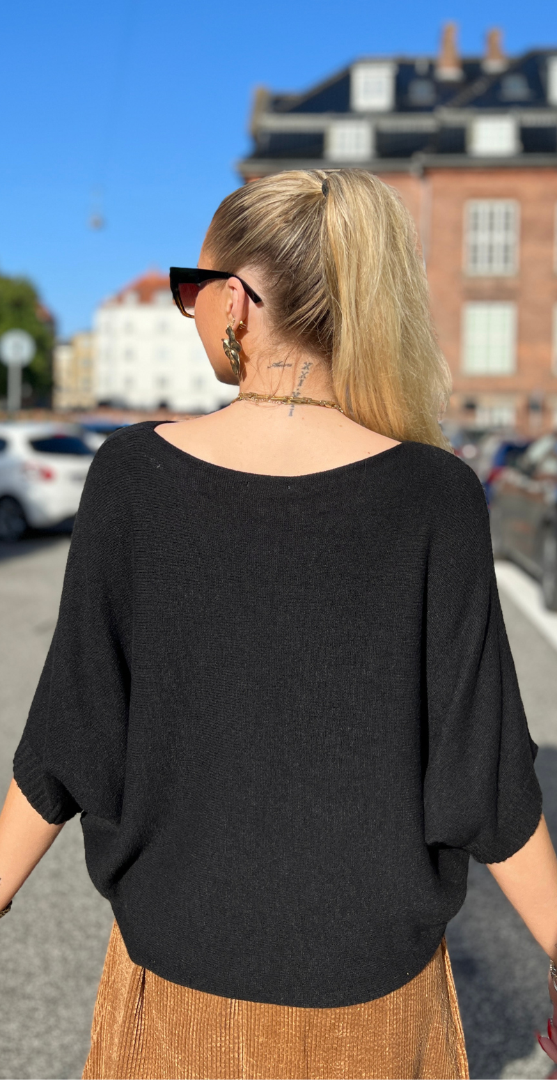 Fanny bluse med flagermusærmer sort LikeLondon