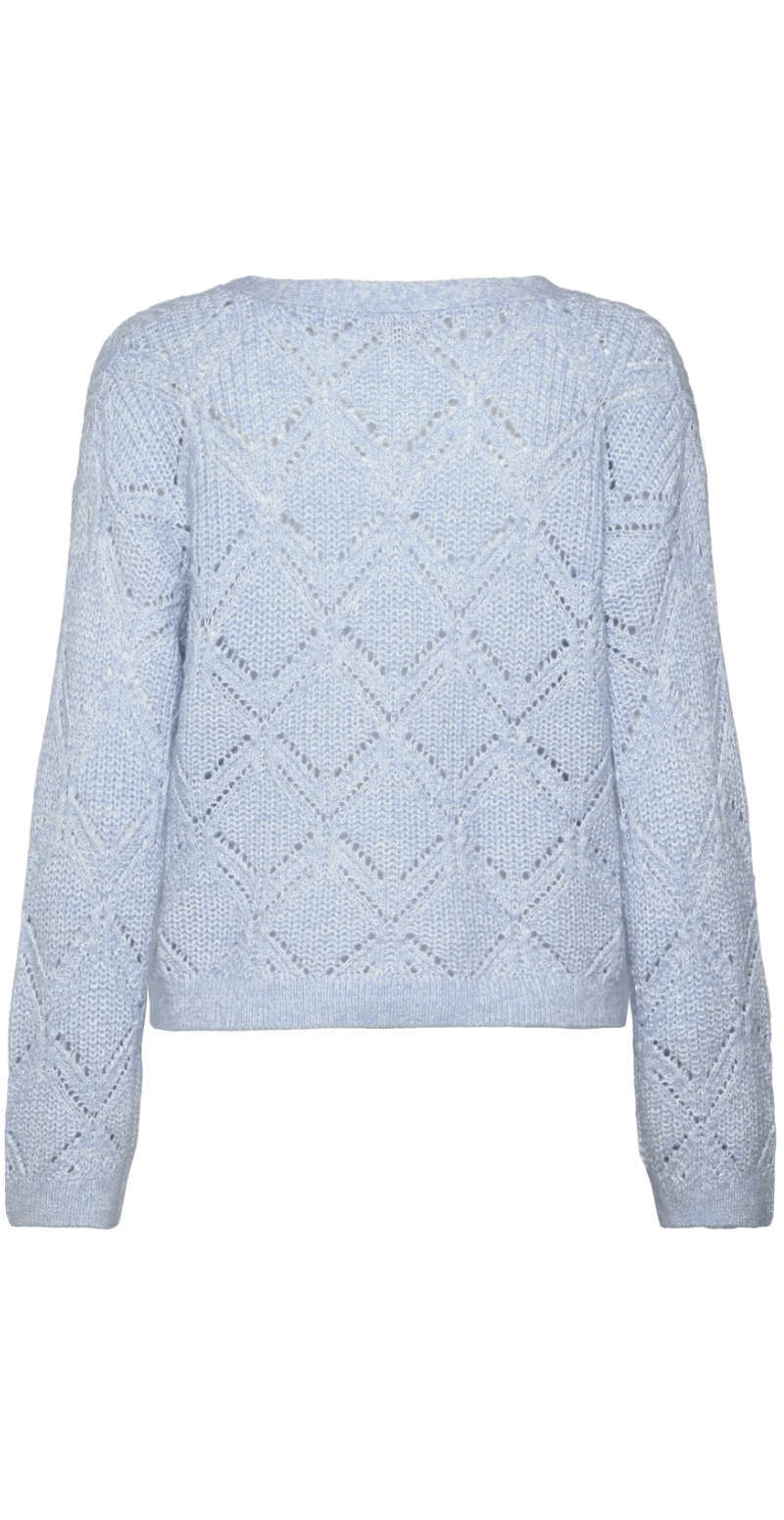 Jazz strikket cardigan med mønster chambray blue
