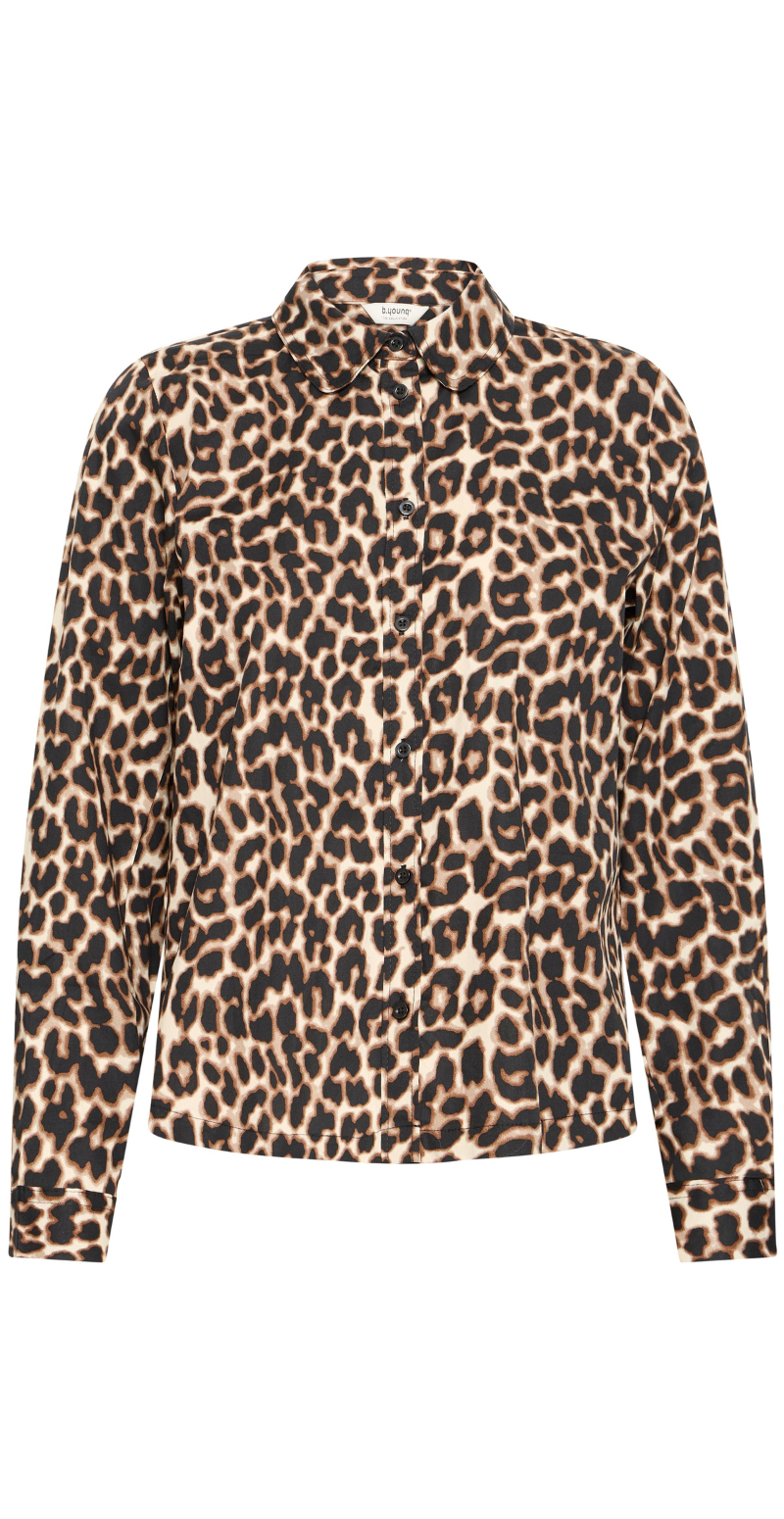 Henny gennemknappet bluse med leopardprint black mix B.young