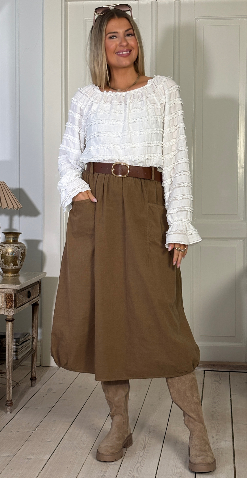 Allison fløjlsnederdel med lommer noce LikeLondon