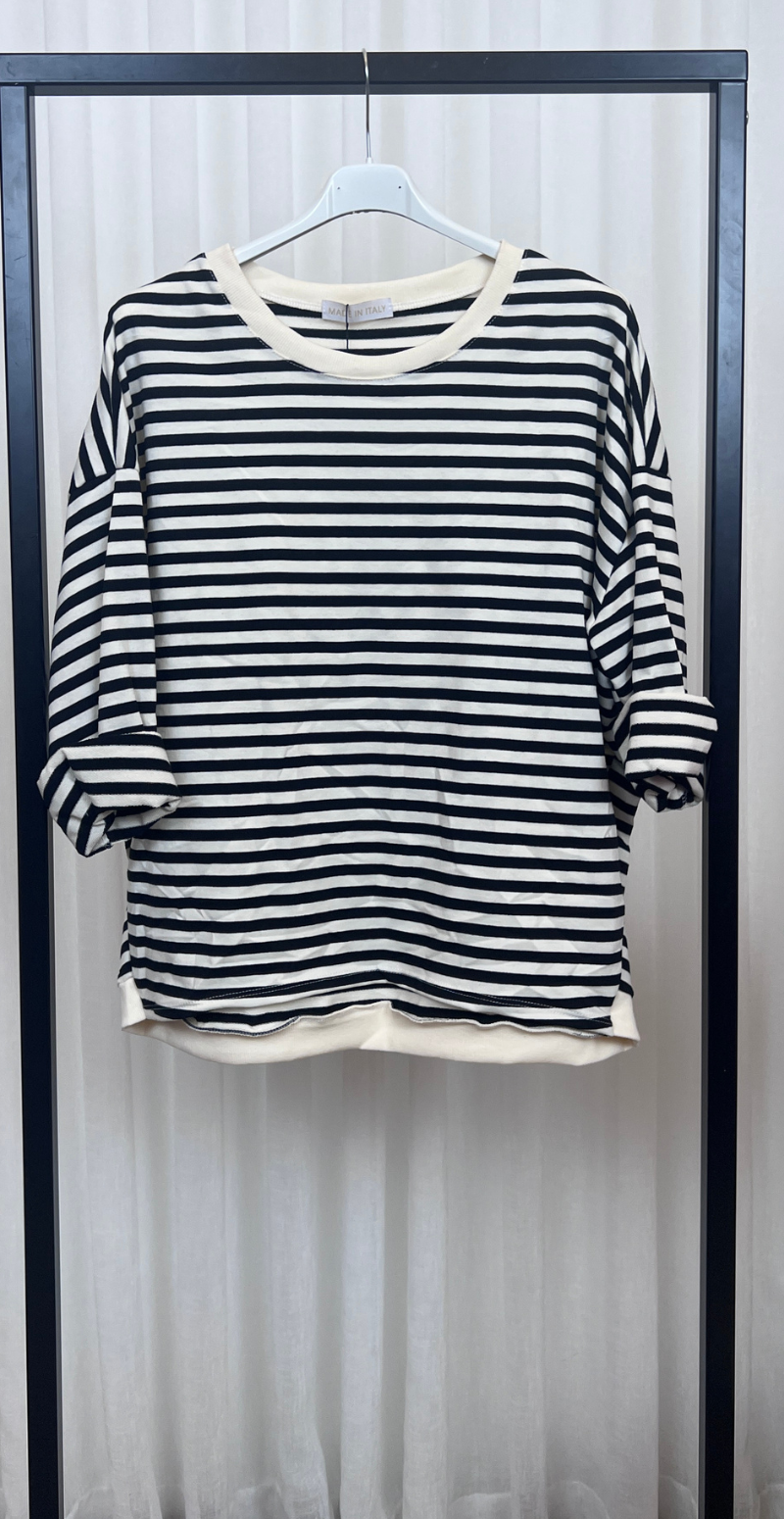 Zenia bluse med lange ærmer og striber sort LikeLondon