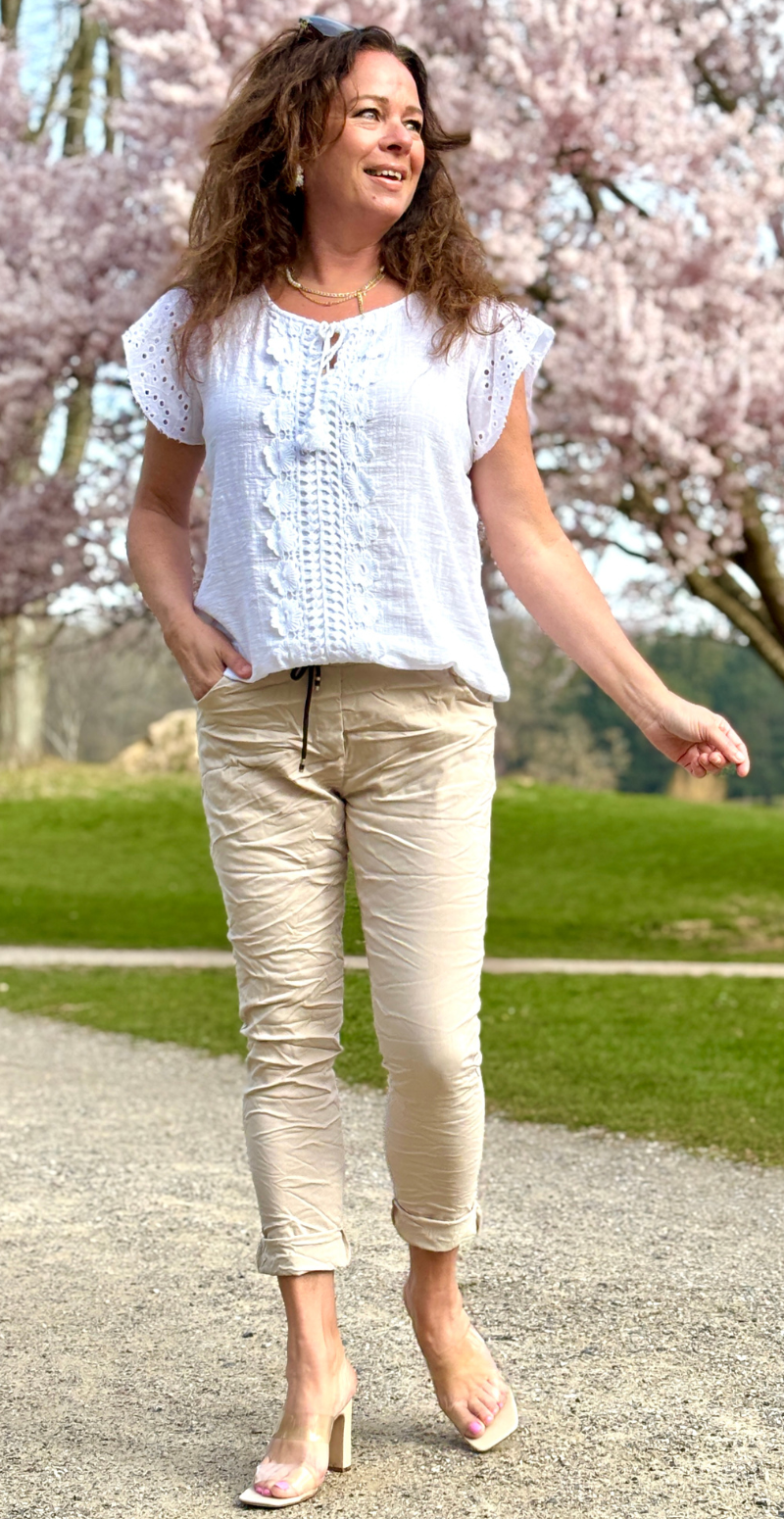 Nora buks med elastik & snøre i livet beige LikeLondon